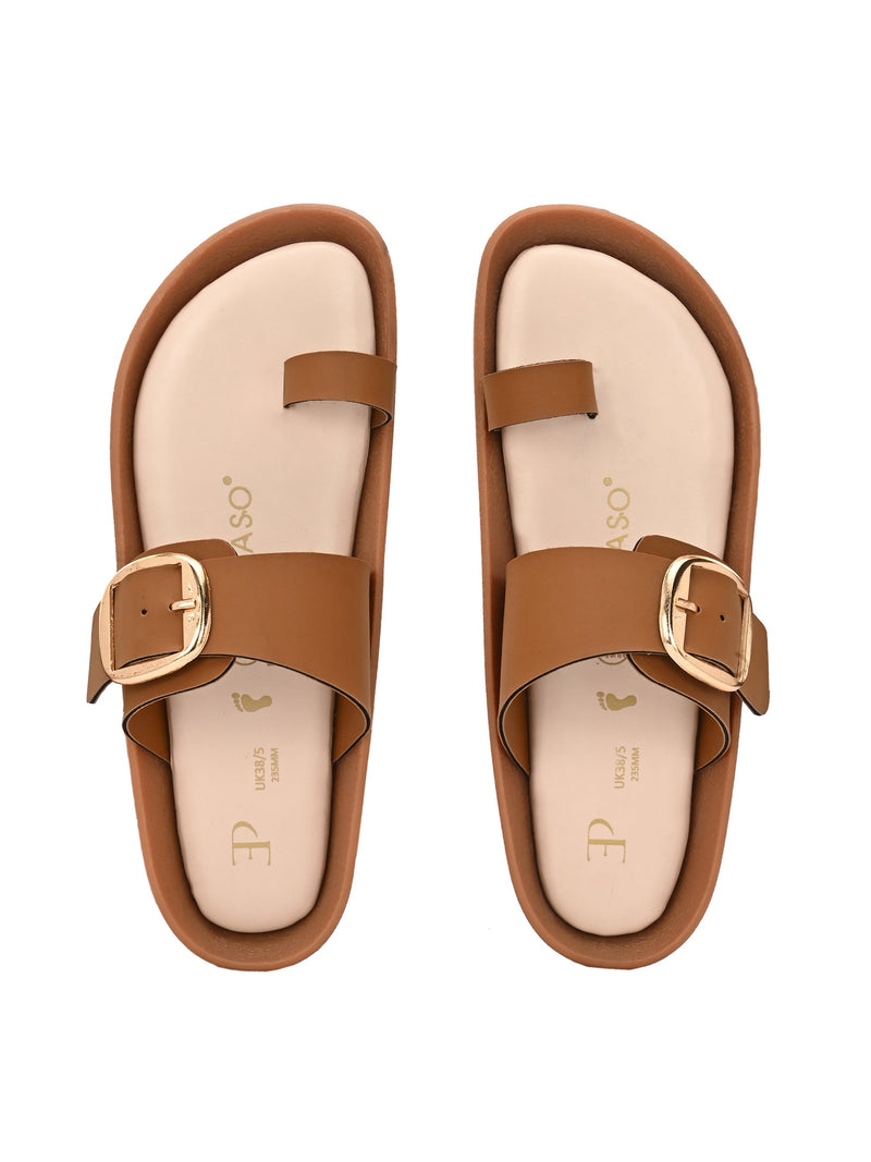 El Paso Women One Toe Flats with Buckles-7