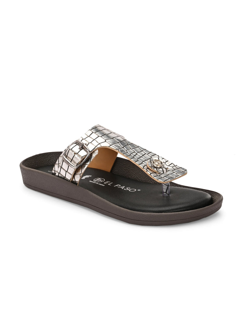 El Paso Women Woven Design T-Strap Flats-1