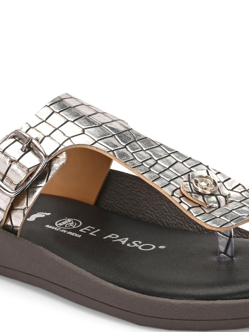 El Paso Women Woven Design T-Strap Flats-3
