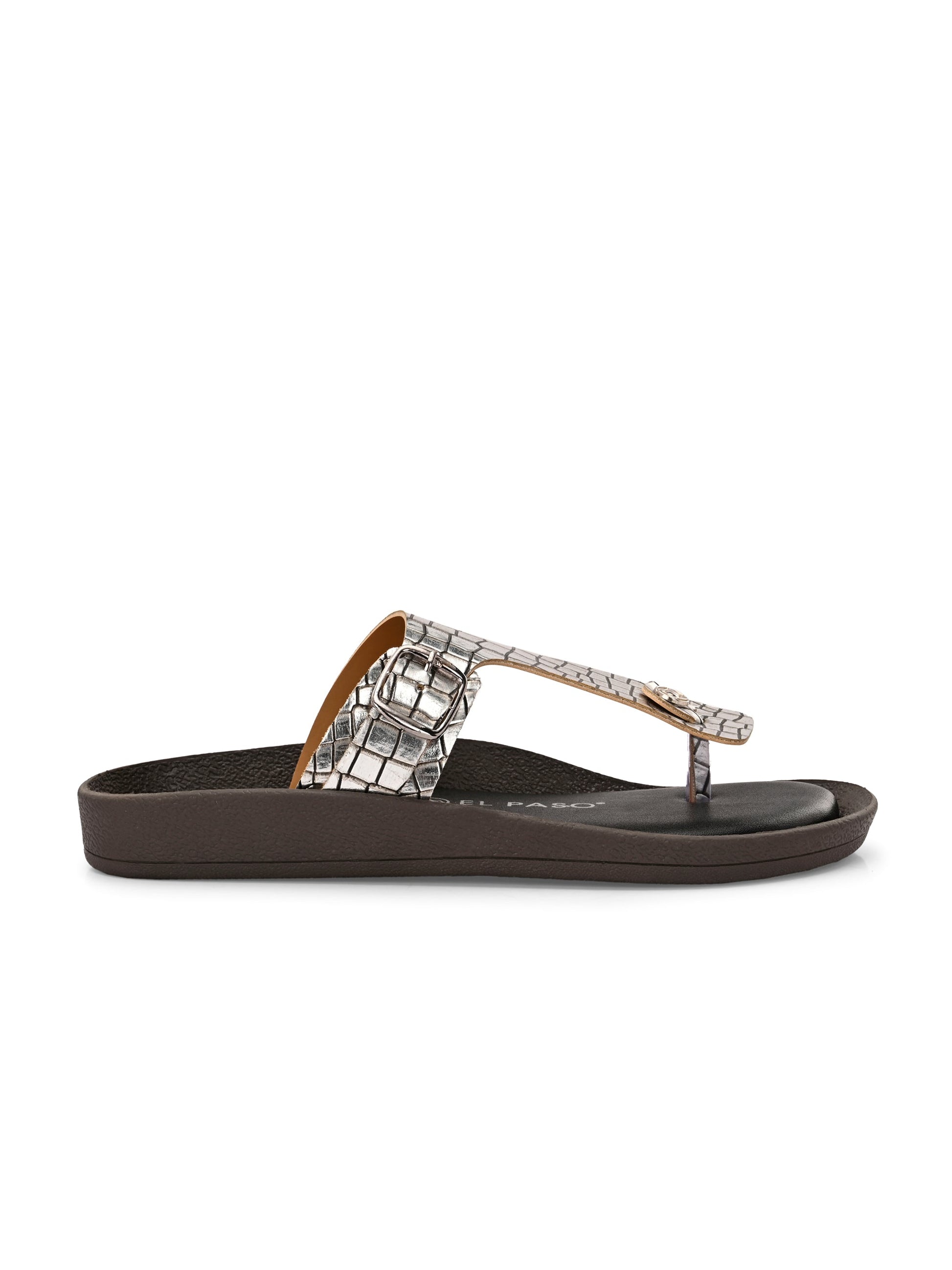 El Paso Women Woven Design T-Strap Flats-2