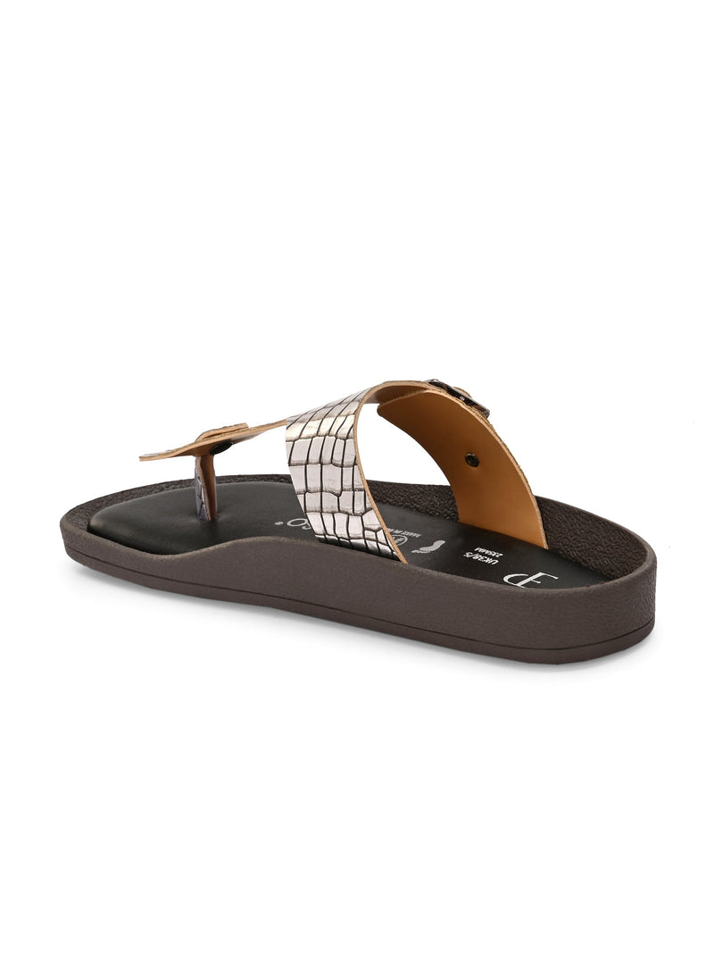El Paso Women Woven Design T-Strap Flats-4