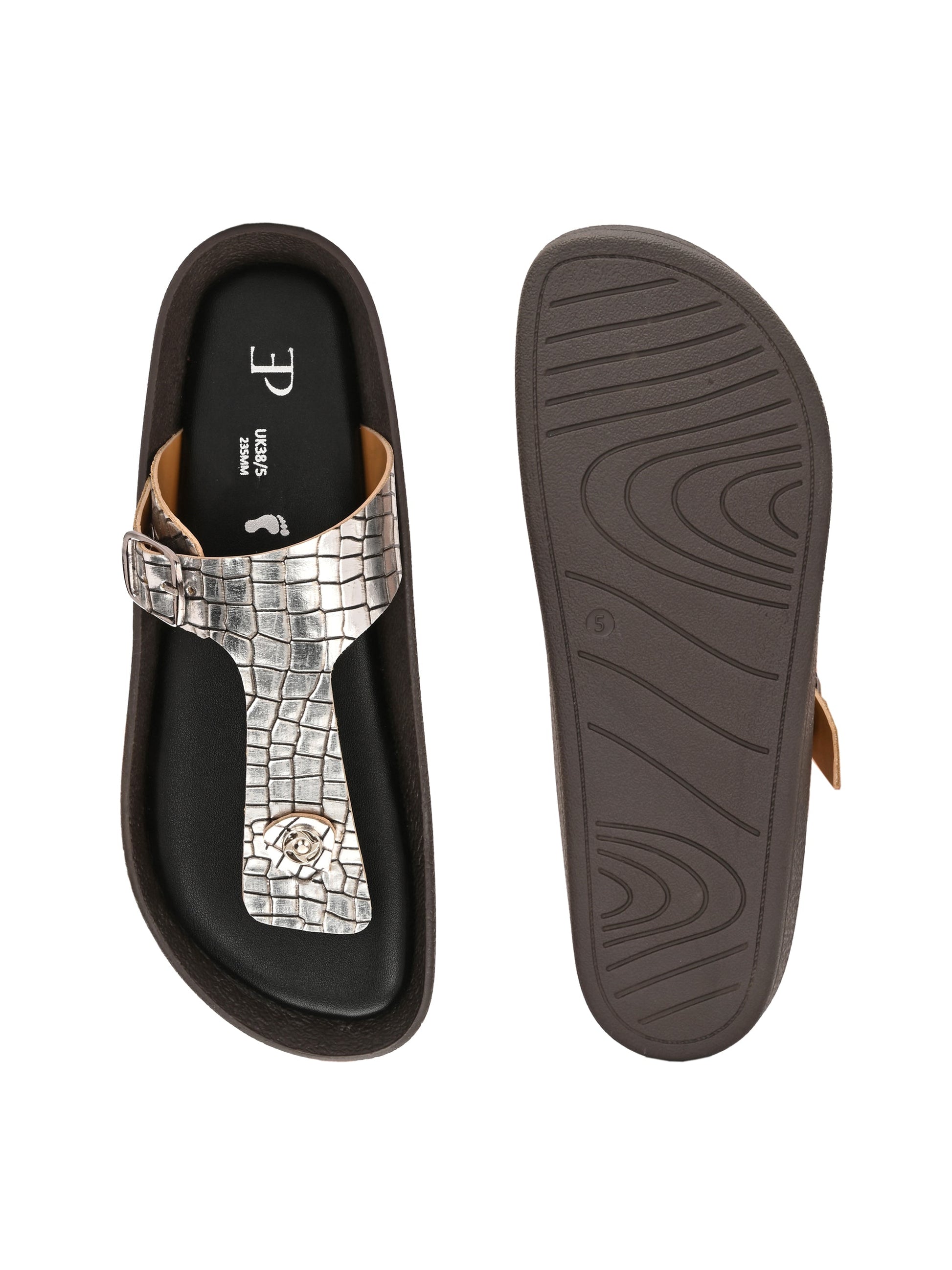 El Paso Women Woven Design T-Strap Flats-6