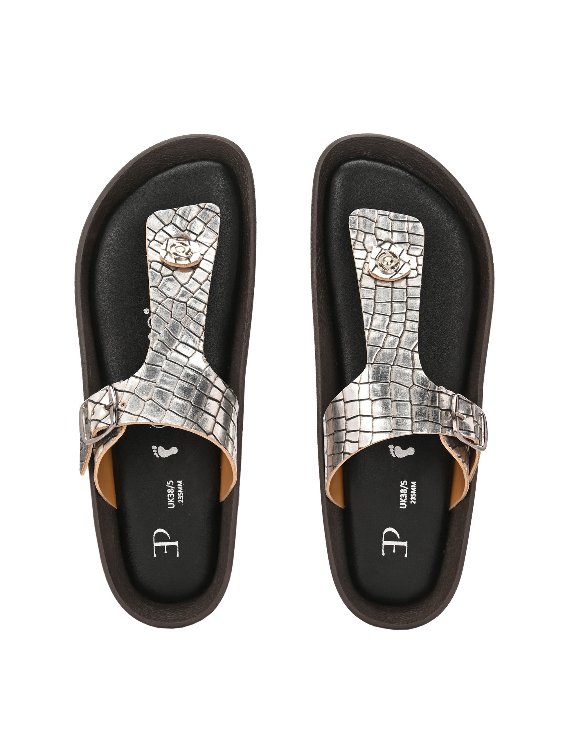 El Paso Women Woven Design T-Strap Flats-7