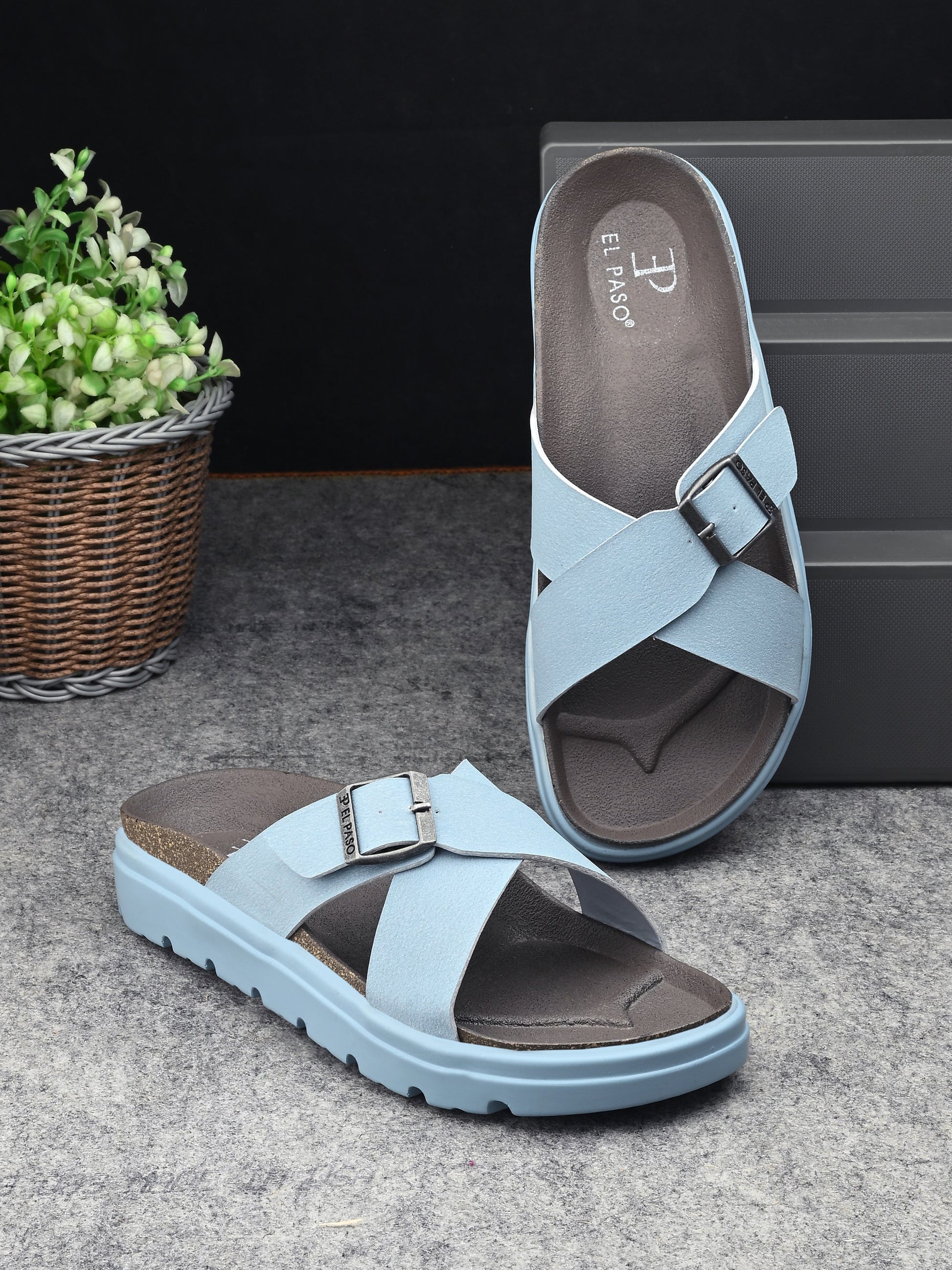 El Paso Women Open Toe Flats with Buckles-16