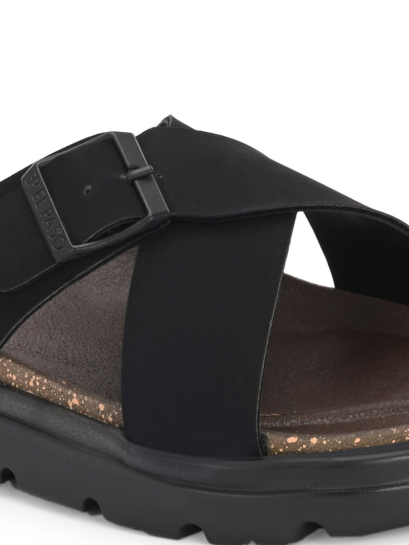 El Paso Women Open Toe Flats with Buckles-4
