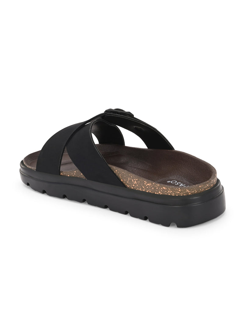 El Paso Women Open Toe Flats with Buckles-3