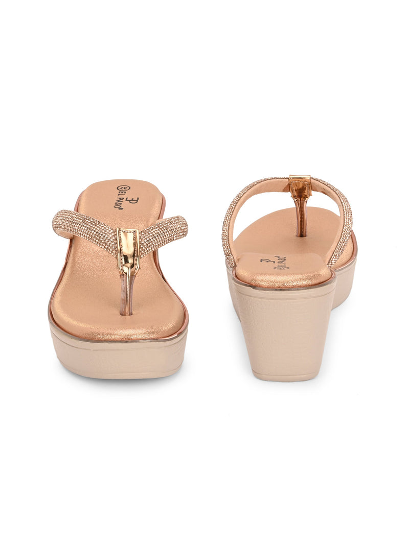 El Paso Women Embellished Wedge Heel Sandals-5