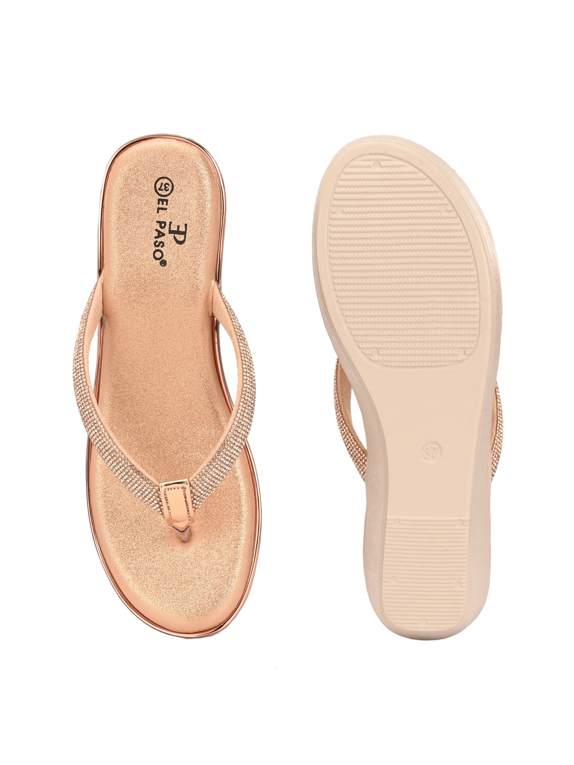 El Paso Women Embellished Wedge Heel Sandals-6