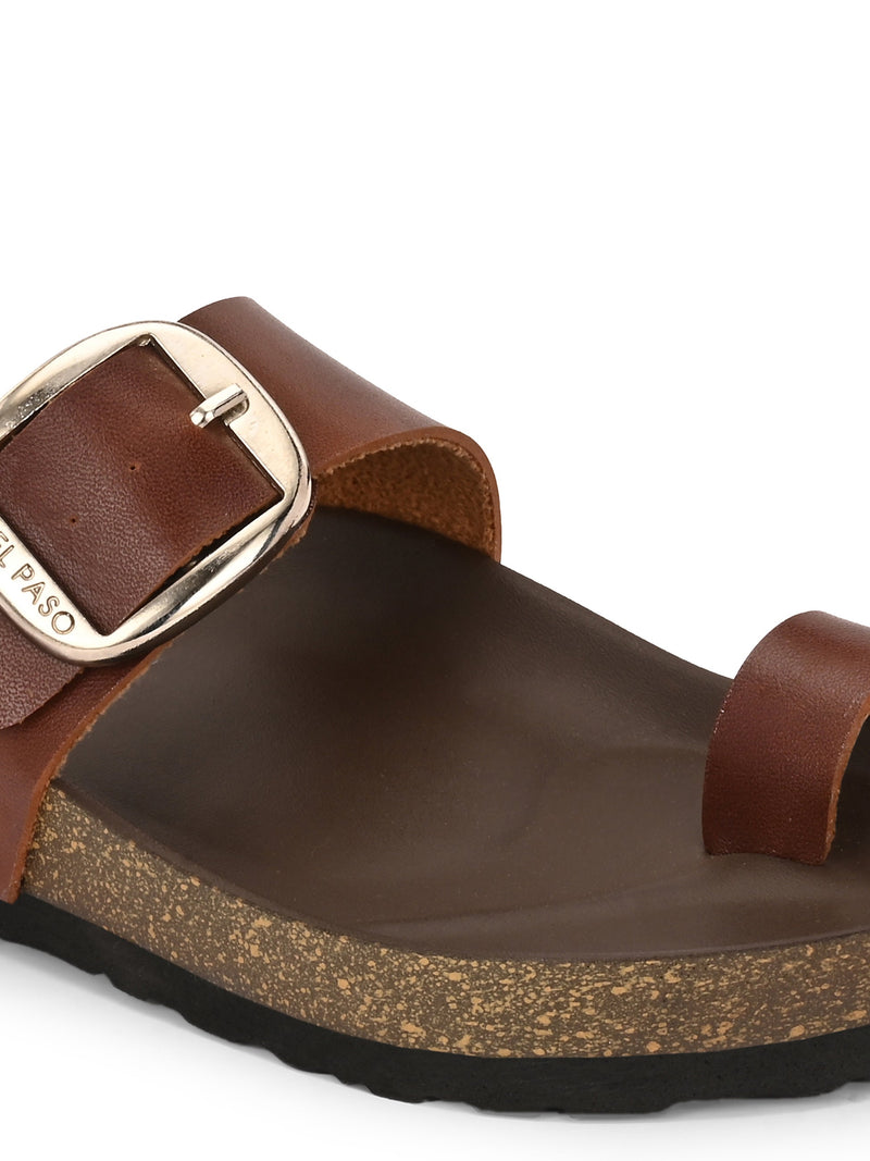 El Paso Women One Toe Flats with Buckles-4