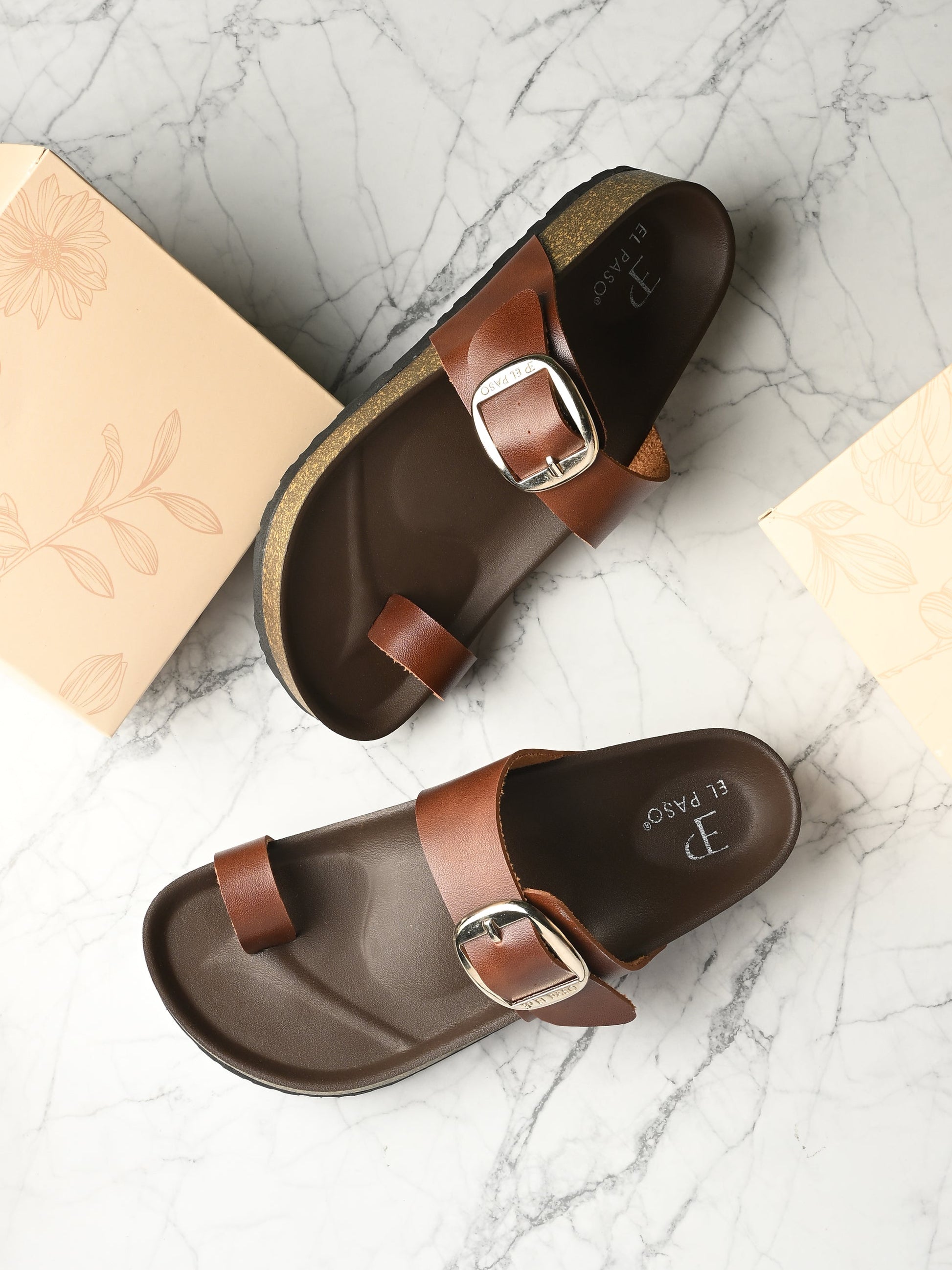 El Paso Women One Toe Flats with Buckles-8