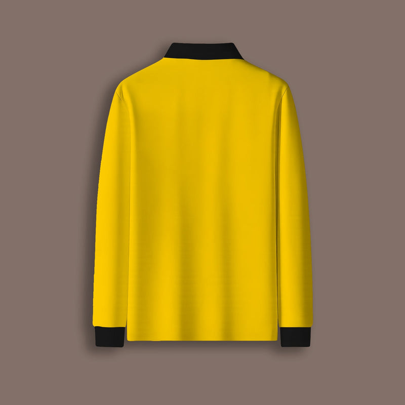 YELLOW SLEEVE POLO NECK T-SHIRT
