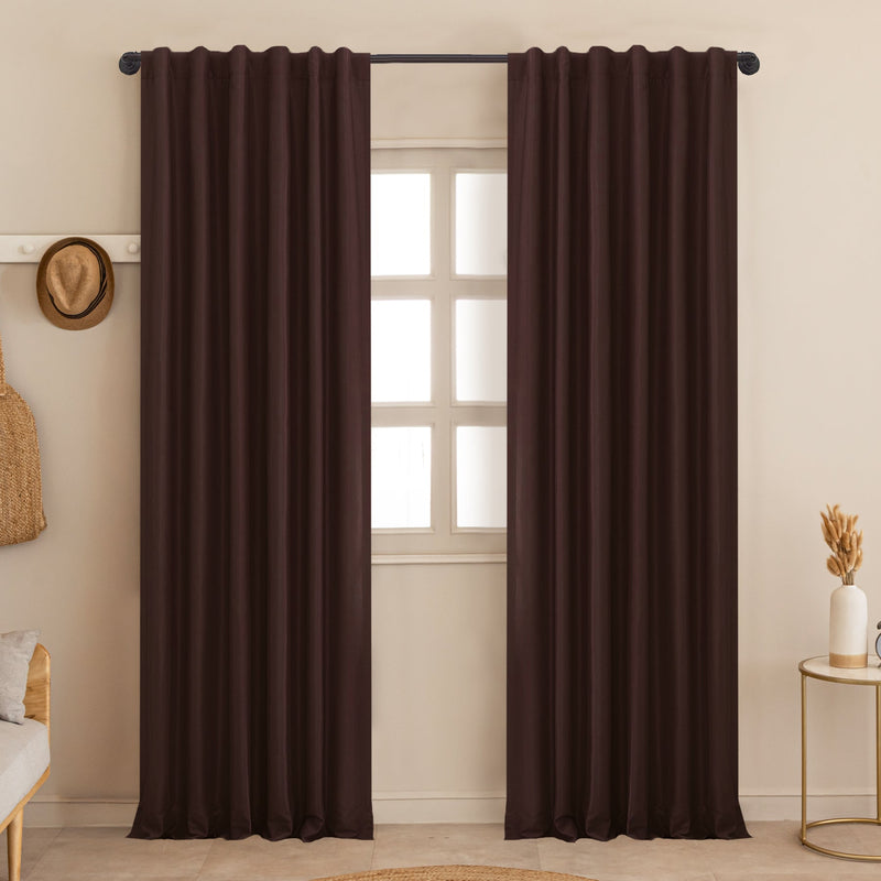 Fort Essential - Back Tab Blackout Curtain (Brown)-1