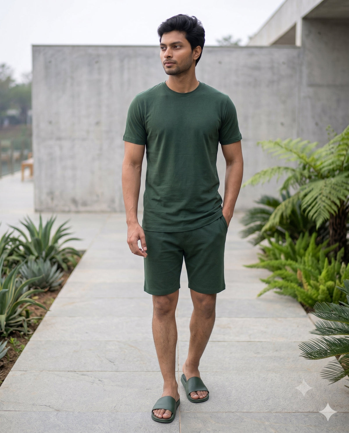 Hushy Bamboo Shorts  (Dark Green)