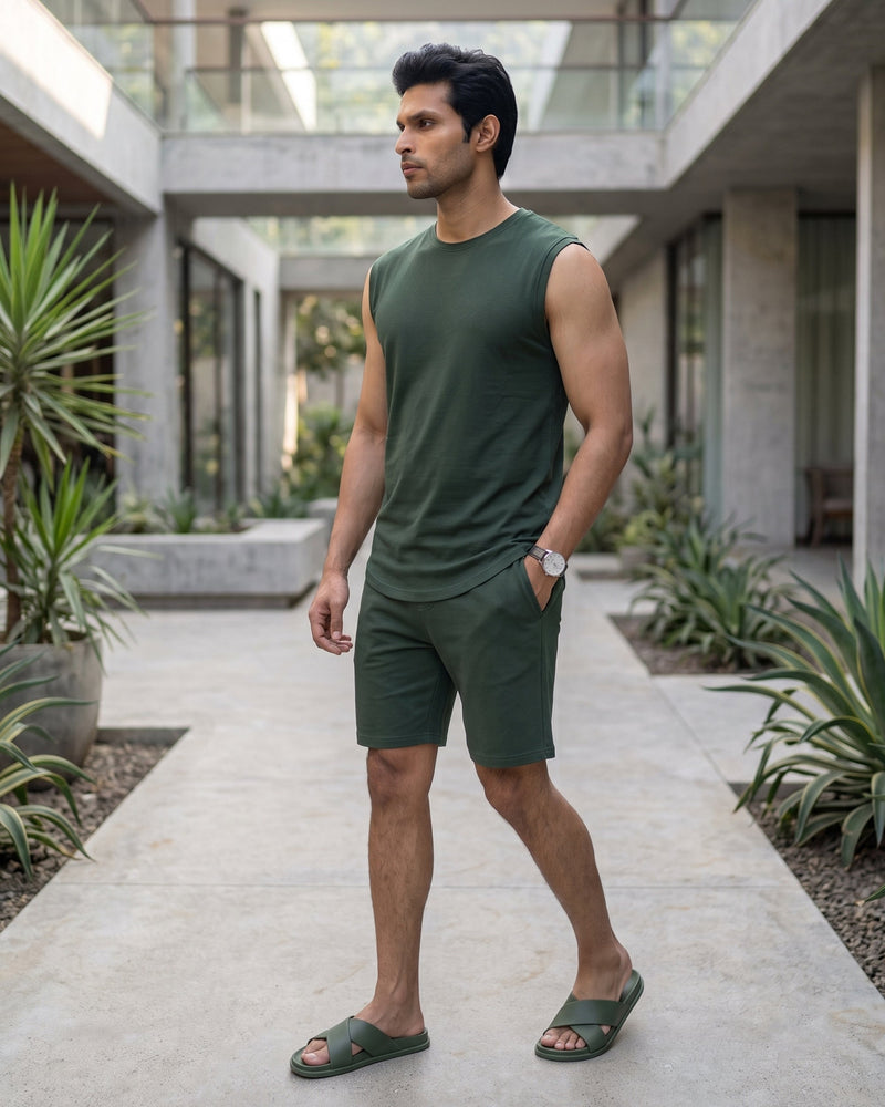 Hushy Bamboo Shorts  (Dark Green)
