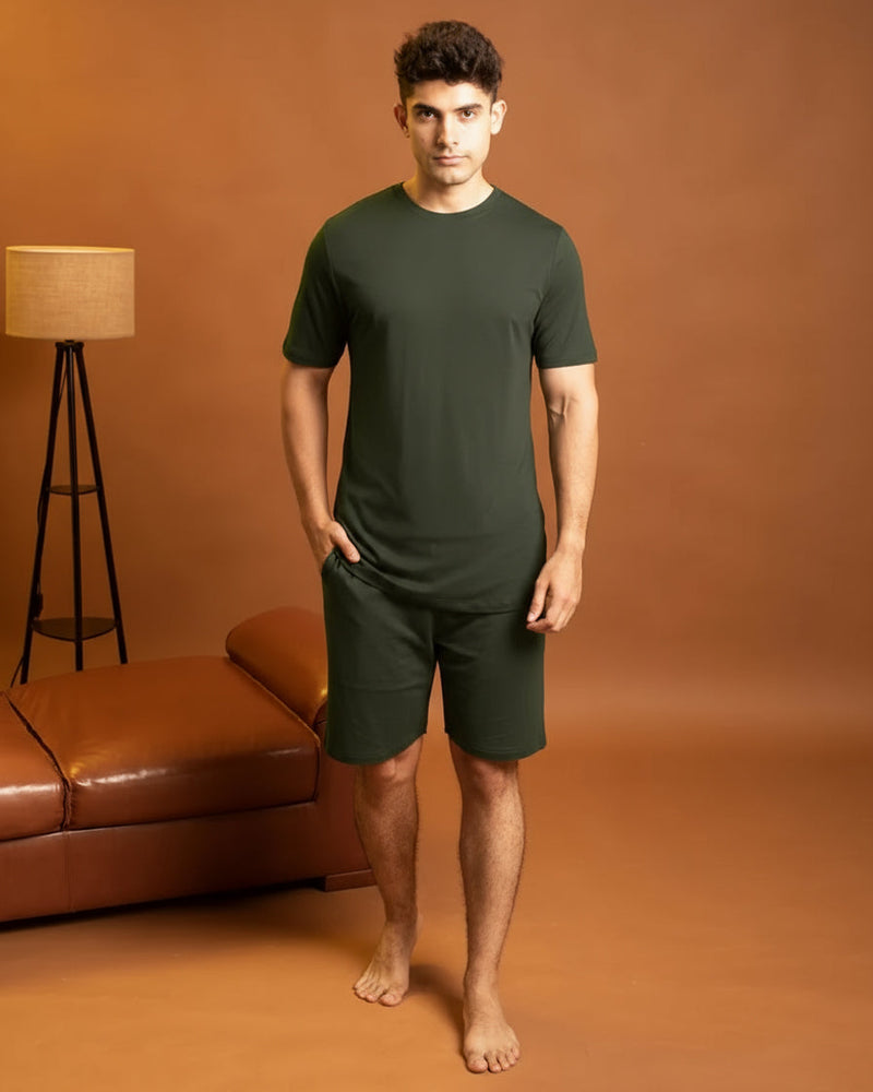 Hushy Bamboo Shorts  (Dark Green)