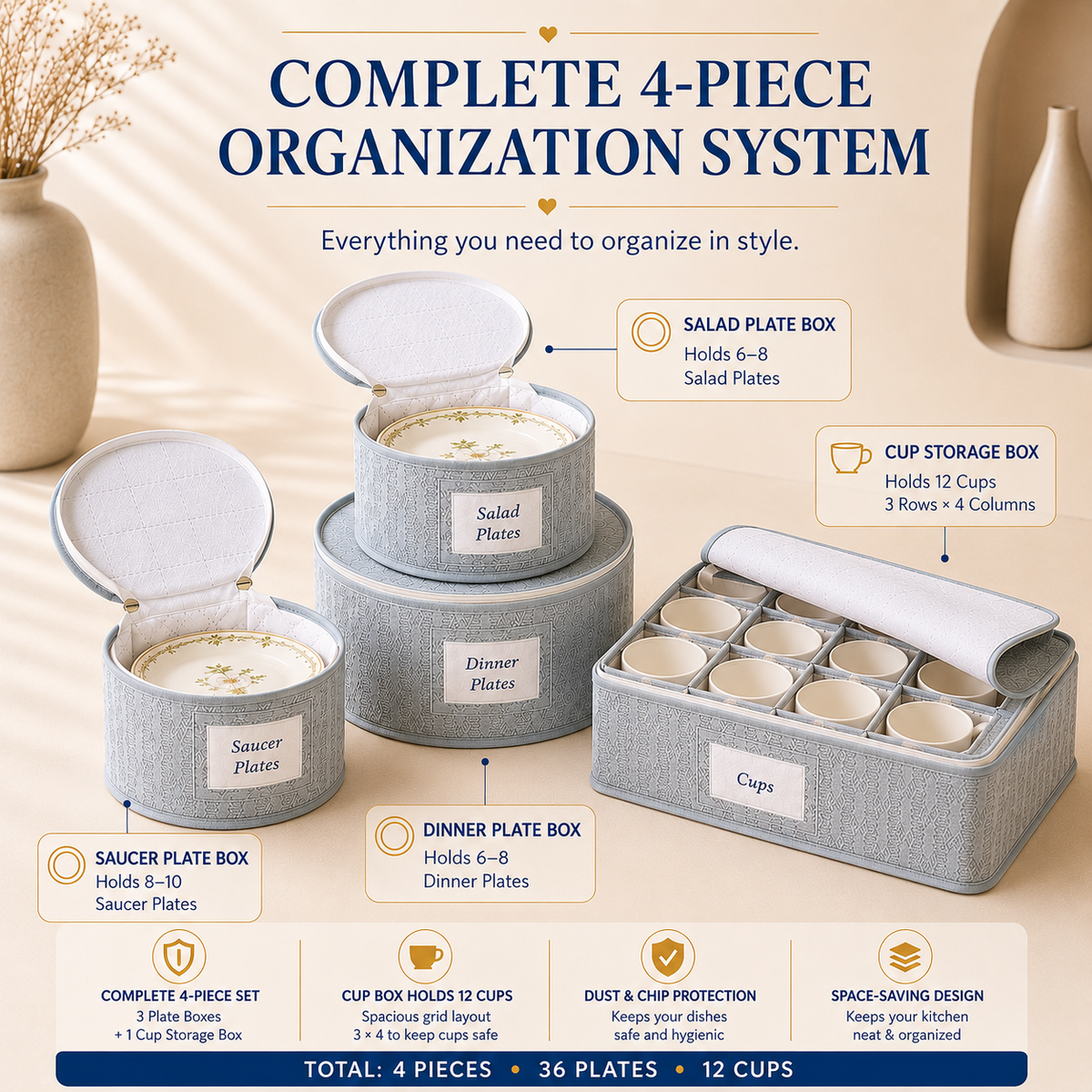 Dinnerware Storage Organizer Set
