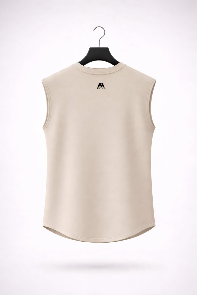 Beige Drop Shoulder Sleeveless