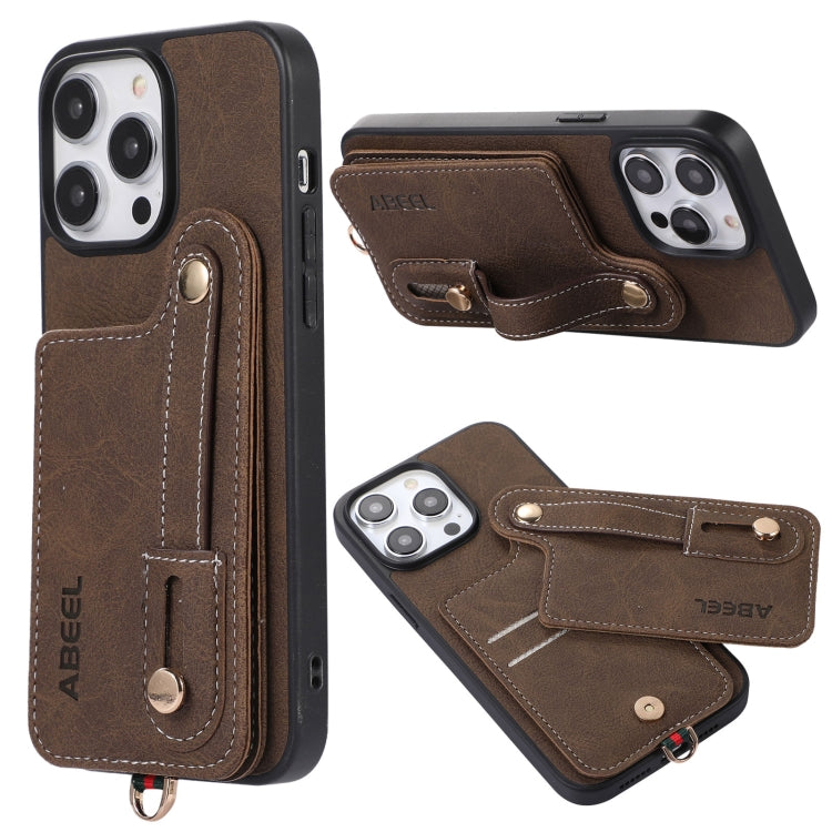 ABEEL Litchi Texture Card Bag PU Phone Case, For iPhone 15 Pro Max, For iPhone 15 Pro, For iPhone 15 Plus, For iPhone 15, For iPhone 14 Plus, For iPhone 14-13