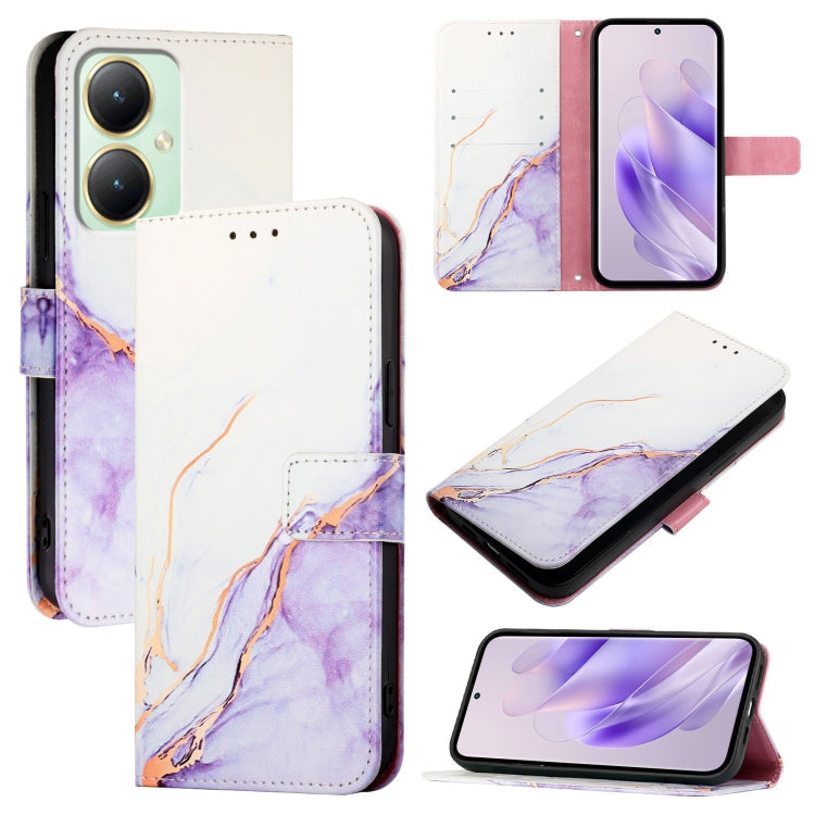 PT003 Marble Pattern Flip Leather Phone Case, For vivo Y27 4G Global-10