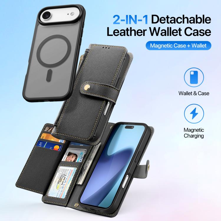 DUX DUCIS Lawa Series 2 in 1 Wallet Zipper Detachable MagSafe Phone Case with Lanyard, For iPhone Air, For iPhone 16 Pro Max, For iPhone 16 Pro, For iPhone 16, For iPhone 16 Plus, For iPhone 15 Pro Max, For iPhone 15 Pro, For iPhone 15 Plus, For iPhone 15