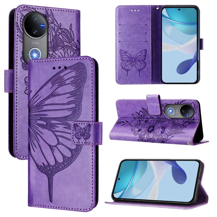 Embossed Butterfly Leather Phone Case, For vivo Y29 4G Global, For vivo V50 Global-20
