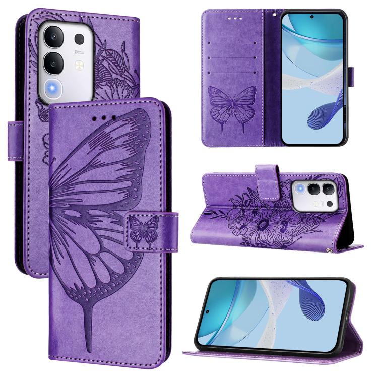 Embossed Butterfly Leather Phone Case, For vivo Y29 4G Global, For vivo V50 Global-12