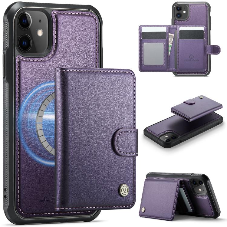 JEEHOOD J09 Buckle Card Bag MagSafe Magnetic Style RFID Leather Phone Case, For iPhone 11, For iPhone 11 Pro-1