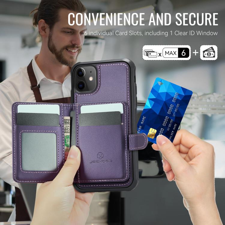 JEEHOOD J09 Buckle Card Bag MagSafe Magnetic Style RFID Leather Phone Case, For iPhone 11, For iPhone 11 Pro-4