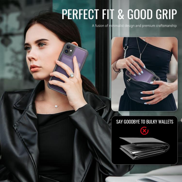 JEEHOOD J09 Buckle Card Bag MagSafe Magnetic Style RFID Leather Phone Case, For iPhone 11, For iPhone 11 Pro-5