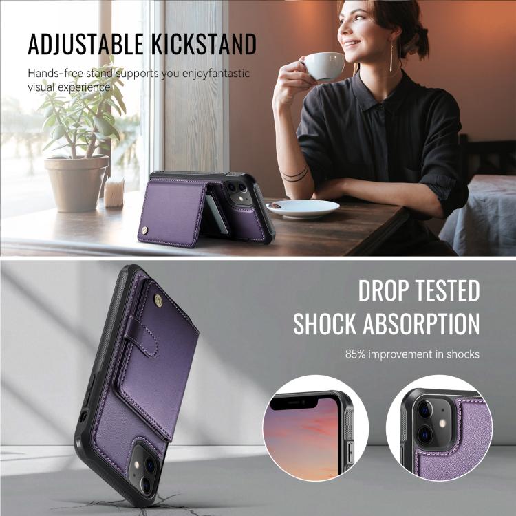 JEEHOOD J09 Buckle Card Bag MagSafe Magnetic Style RFID Leather Phone Case, For iPhone 11, For iPhone 11 Pro-6