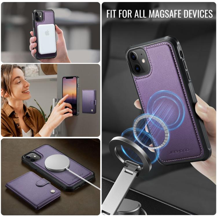 JEEHOOD J09 Buckle Card Bag MagSafe Magnetic Style RFID Leather Phone Case, For iPhone 11, For iPhone 11 Pro-7