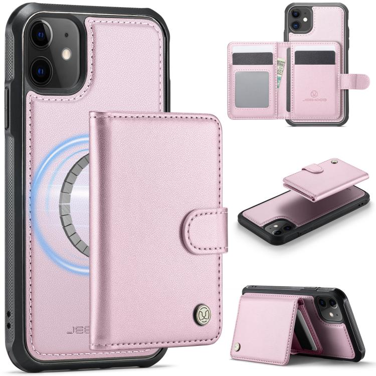 JEEHOOD J09 Buckle Card Bag MagSafe Magnetic Style RFID Leather Phone Case, For iPhone 11, For iPhone 11 Pro-8