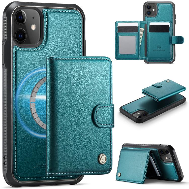 JEEHOOD J09 Buckle Card Bag MagSafe Magnetic Style RFID Leather Phone Case, For iPhone 11, For iPhone 11 Pro-9