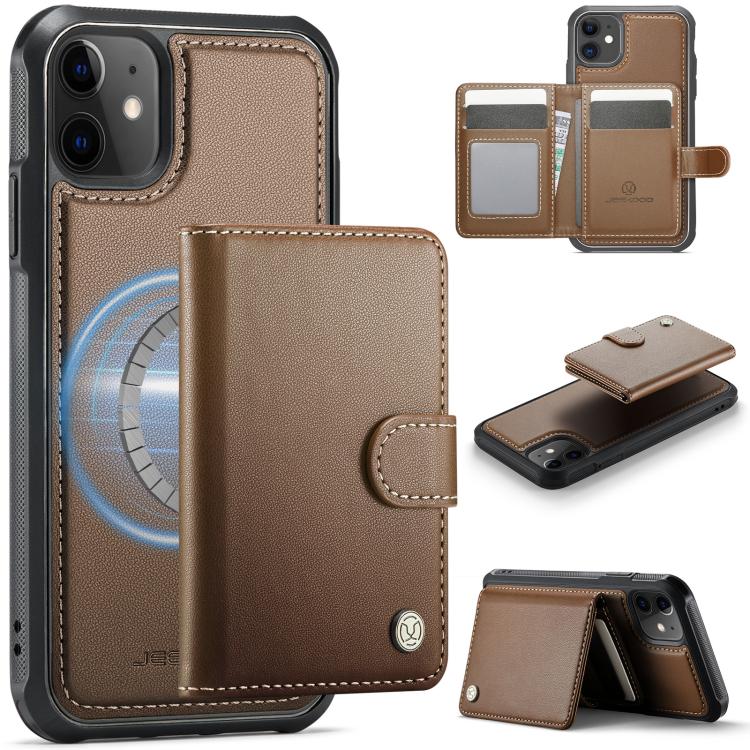 JEEHOOD J09 Buckle Card Bag MagSafe Magnetic Style RFID Leather Phone Case, For iPhone 11, For iPhone 11 Pro-10