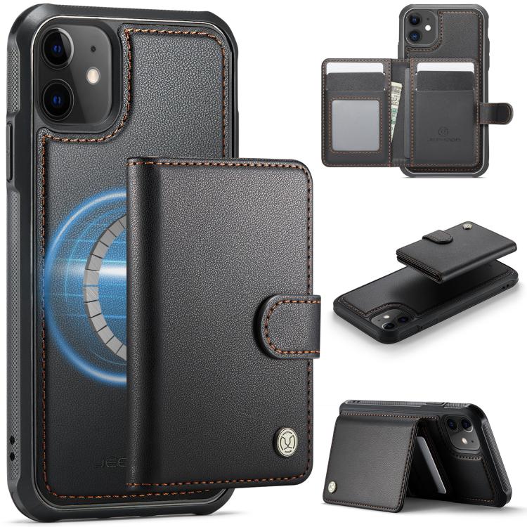 JEEHOOD J09 Buckle Card Bag MagSafe Magnetic Style RFID Leather Phone Case, For iPhone 11, For iPhone 11 Pro-11