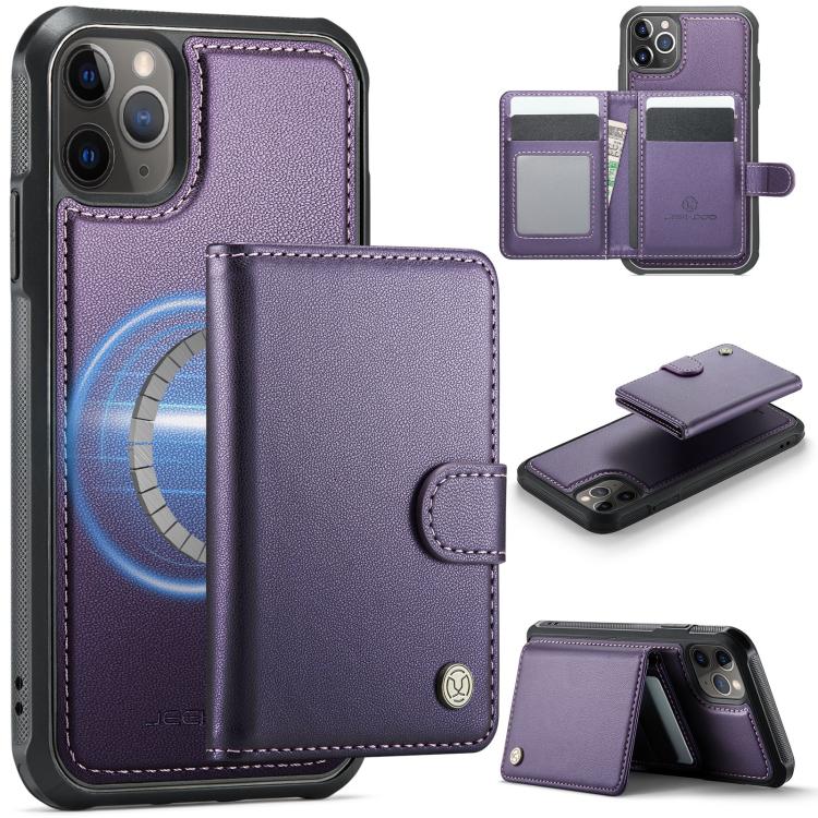 JEEHOOD J09 Buckle Card Bag MagSafe Magnetic Style RFID Leather Phone Case, For iPhone 11, For iPhone 11 Pro-12