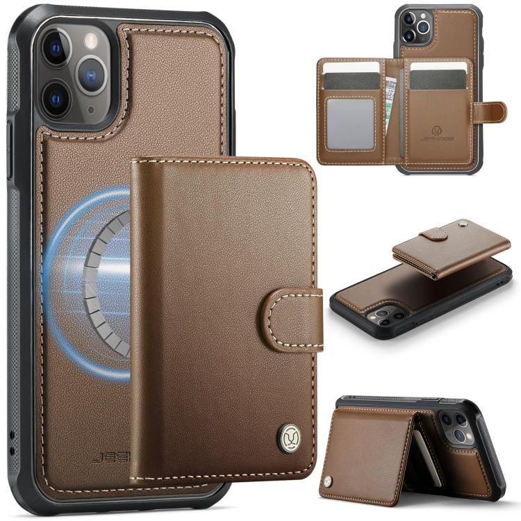 JEEHOOD J09 Buckle Card Bag MagSafe Magnetic Style RFID Leather Phone Case, For iPhone 11, For iPhone 11 Pro-15