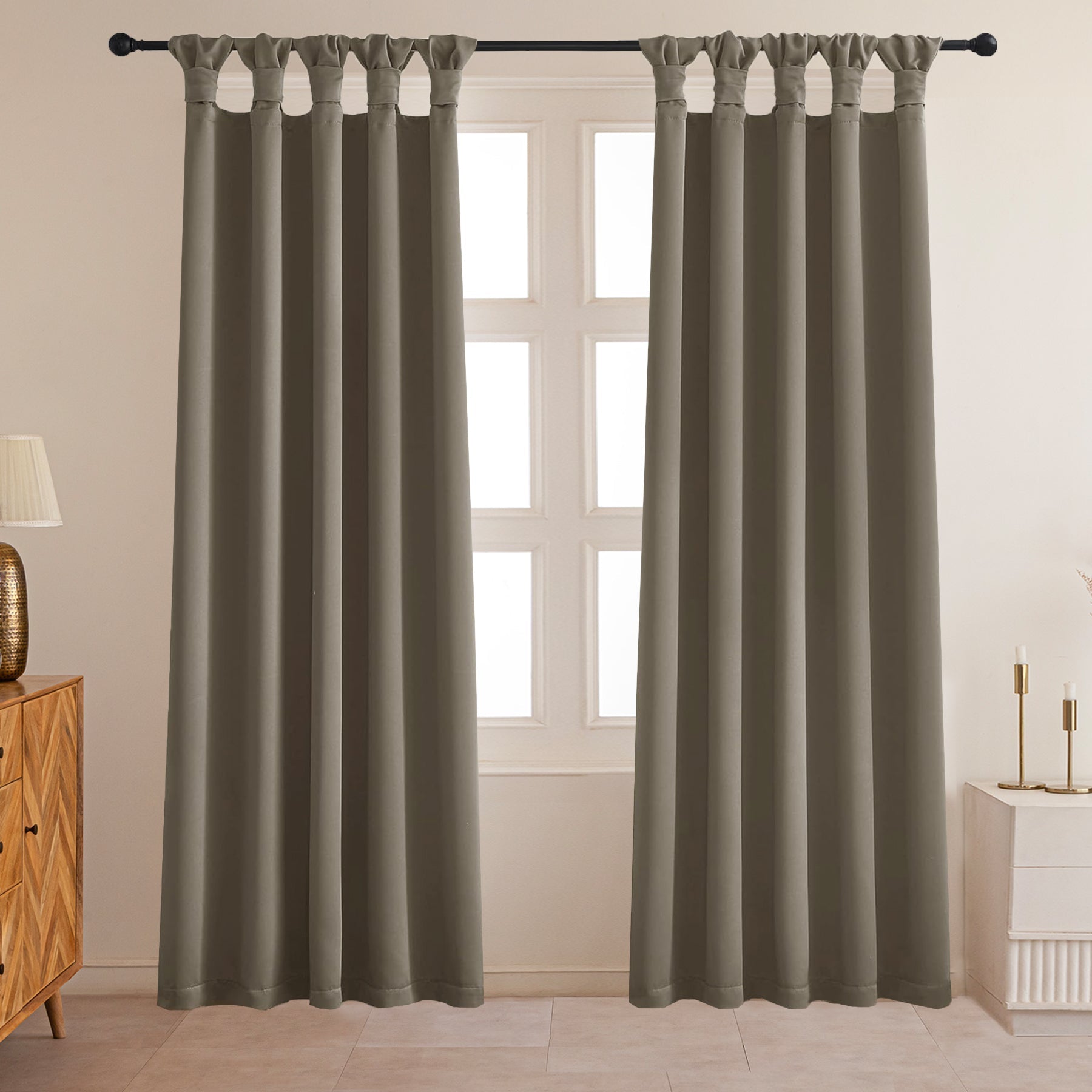 Fort Essential - Twist Tap Top Solid Blackout Curtain (English Grey)