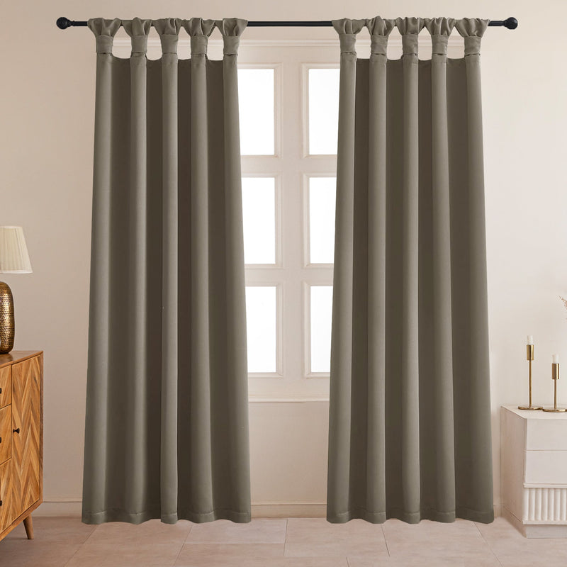 Fort Essential - Twist Tap Top Solid Blackout Curtain (English Grey)-1