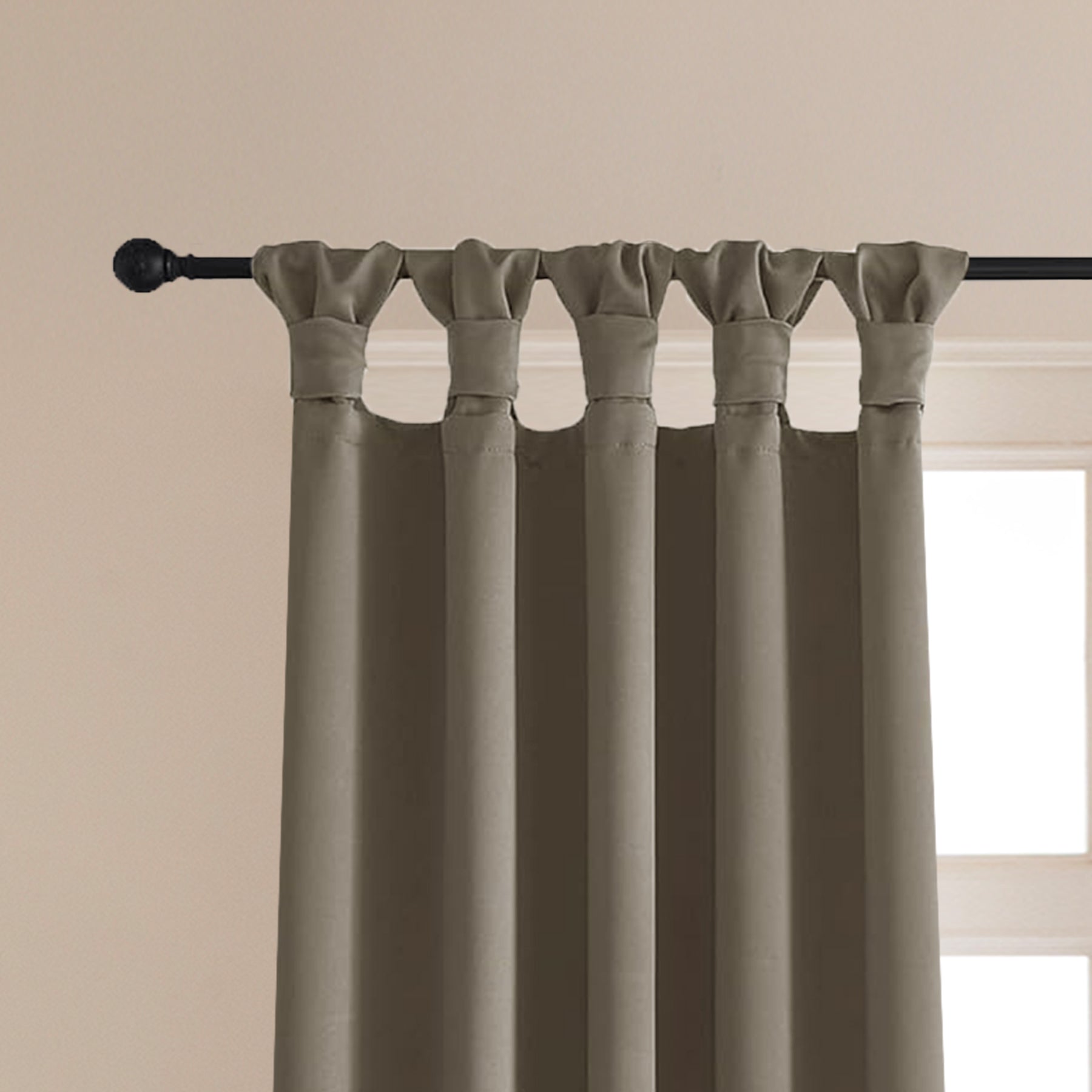 Fort Essential - Twist Tap Top Solid Blackout Curtain (English Grey)-2