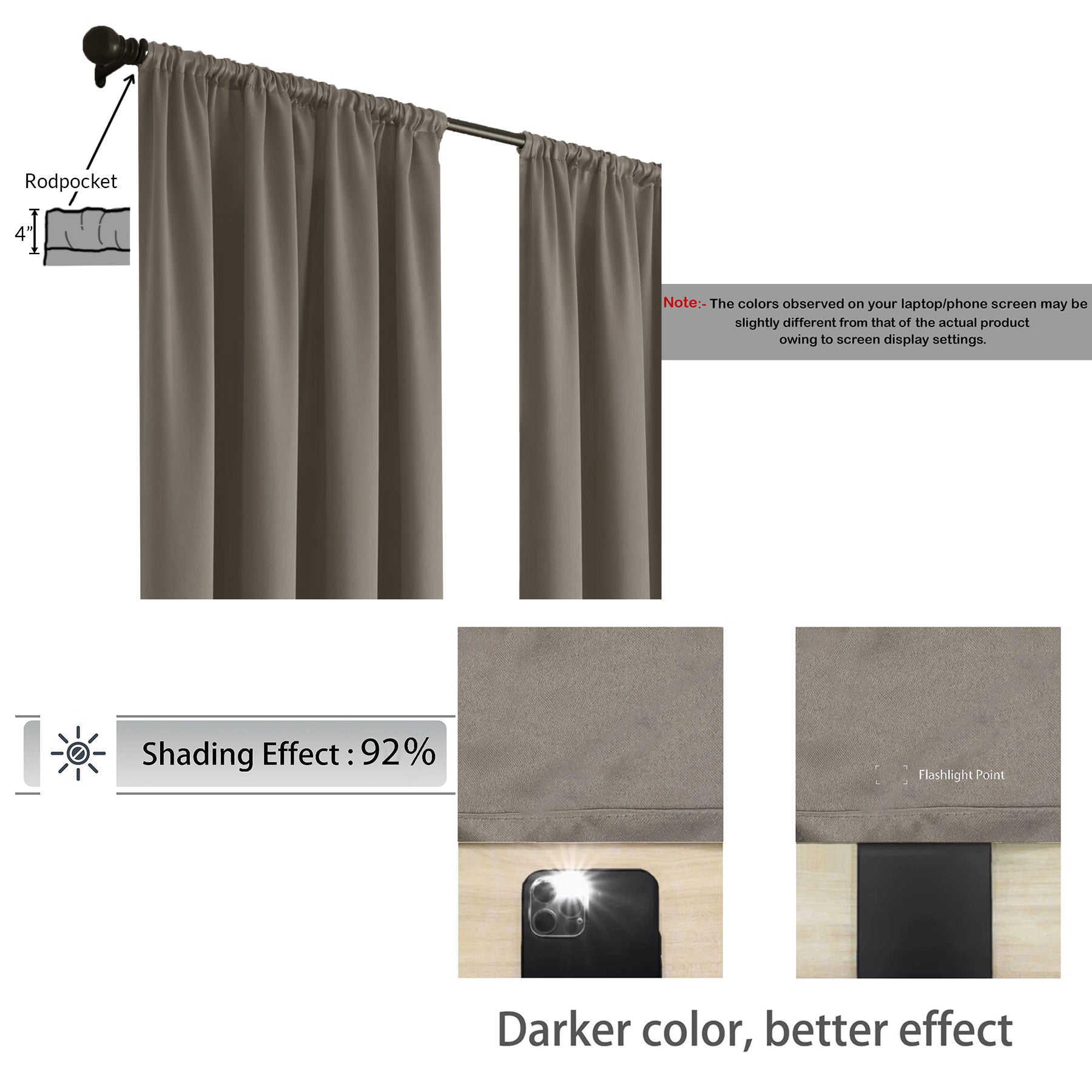 Fort Essential - Rod Pocket Blackout Curtain (English Grey)-2