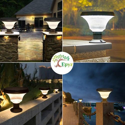Pillar Light For House | Solar Round Pillar Light 143 Led
