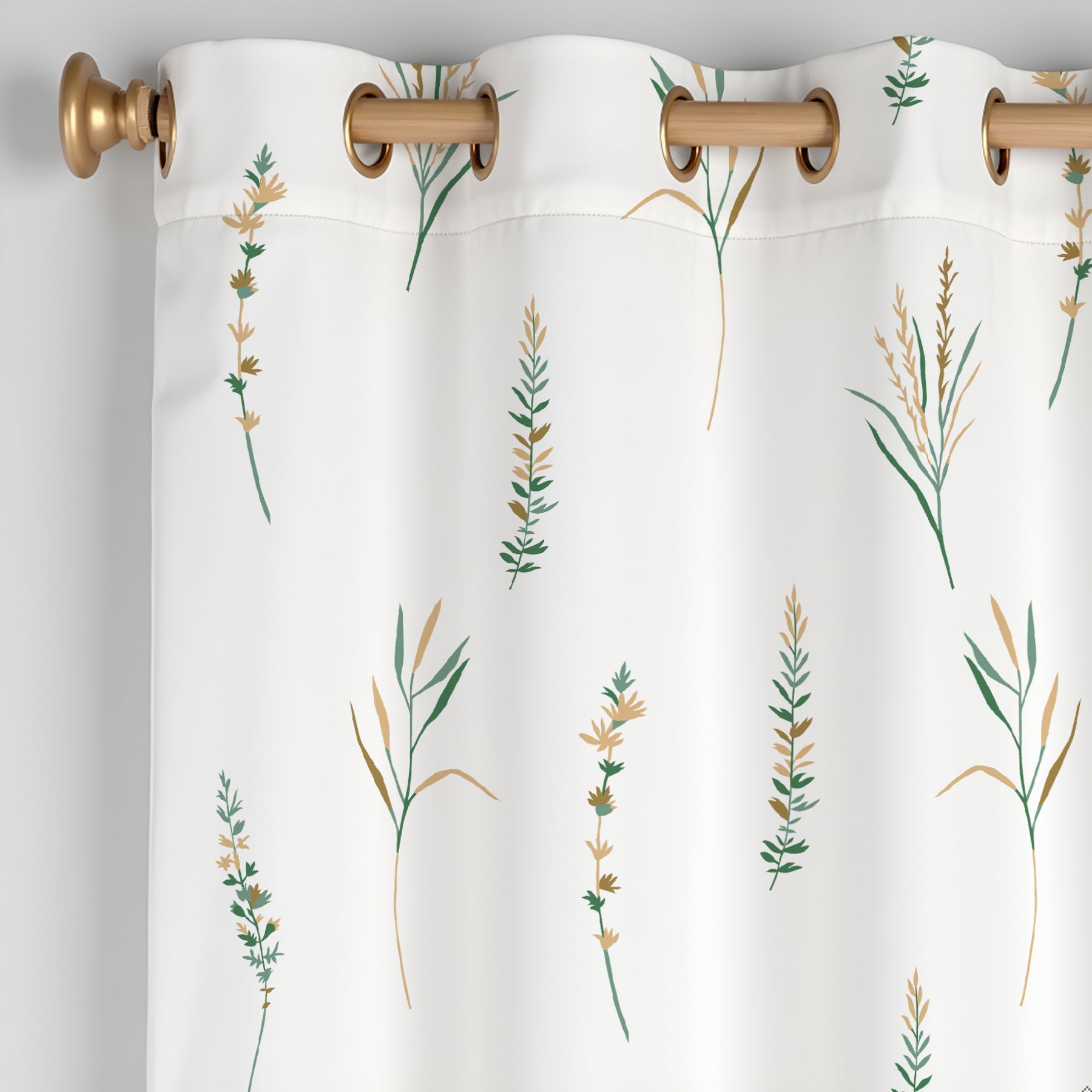 Leafscape Yellow & Green - Printed Eyelet Duck Curtain-2