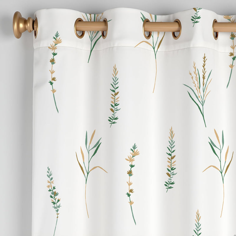 Leafscape Yellow & Green - Printed Eyelet Duck Curtain-2