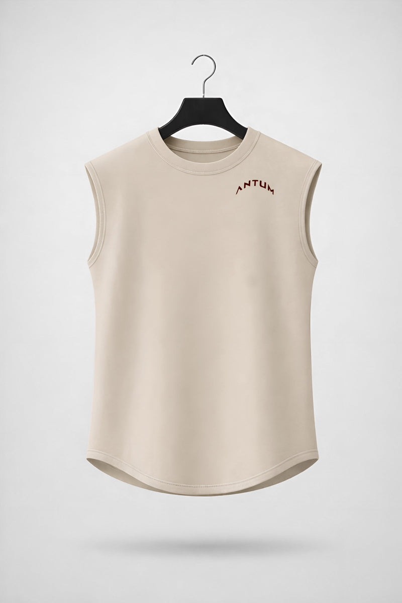 Beige Drop Shoulder Sleeveless