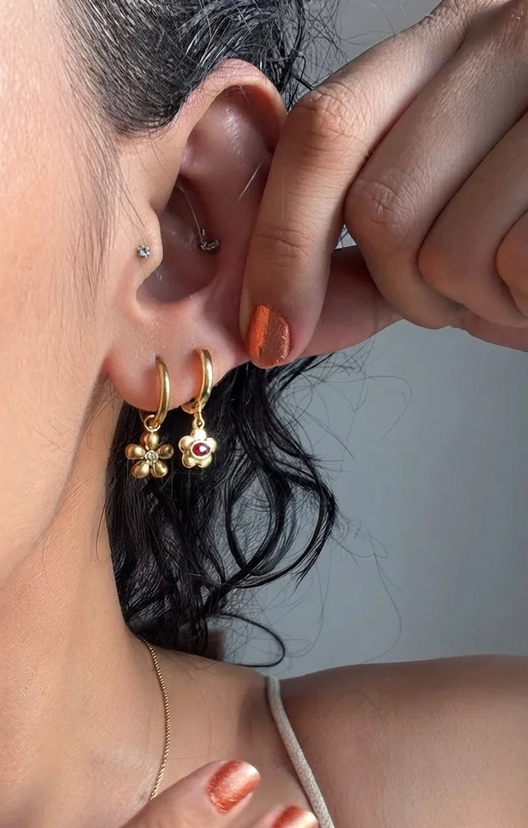 Artistic Flower Hoop Earrings