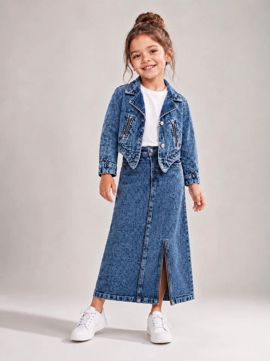 Girl's 3 Piece Denim Co-Ord Set Set [GCS-6G-1484] (4-12Years)