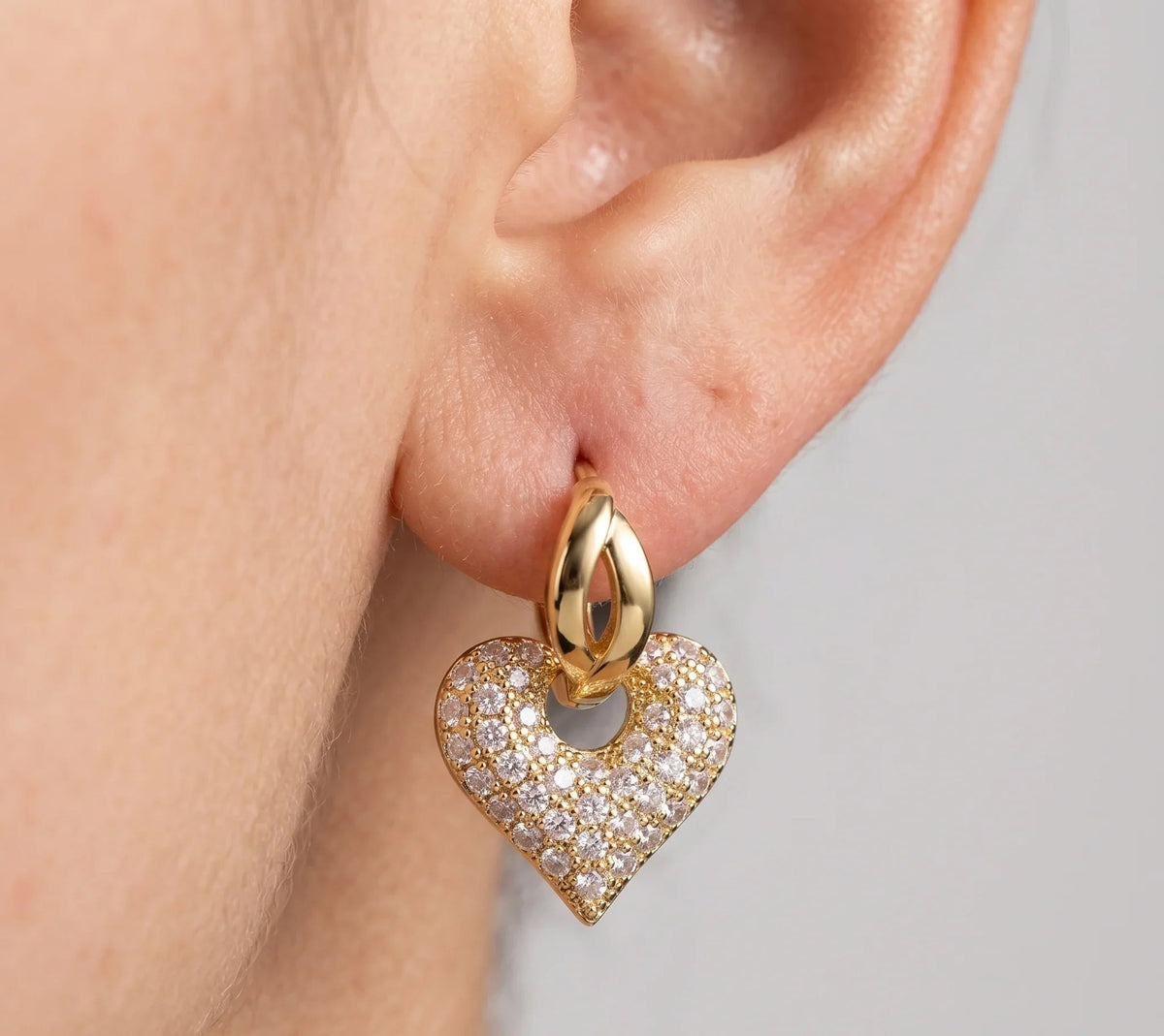 Commute Heart Shape Inlay Diamond Drop Earrings