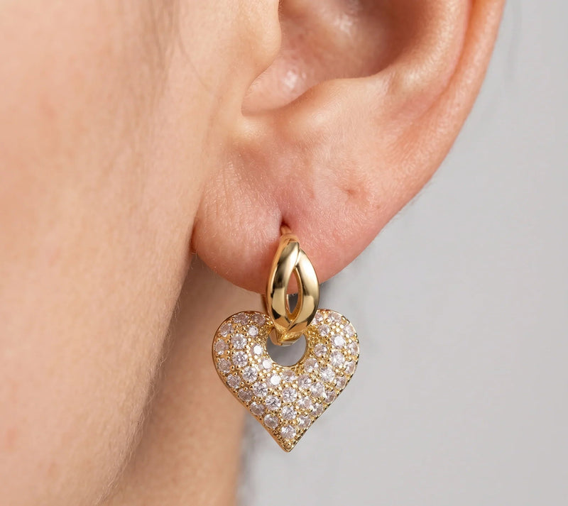 Commute Heart Shape Inlay Diamond Drop Earrings