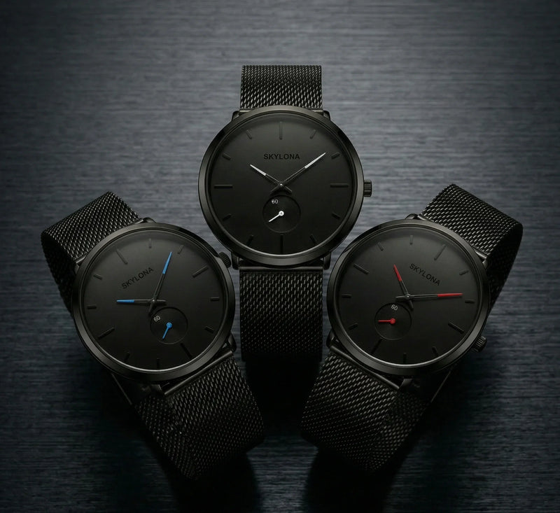 Black Chronograph Watch for Men – SkyLona Classic Collection
